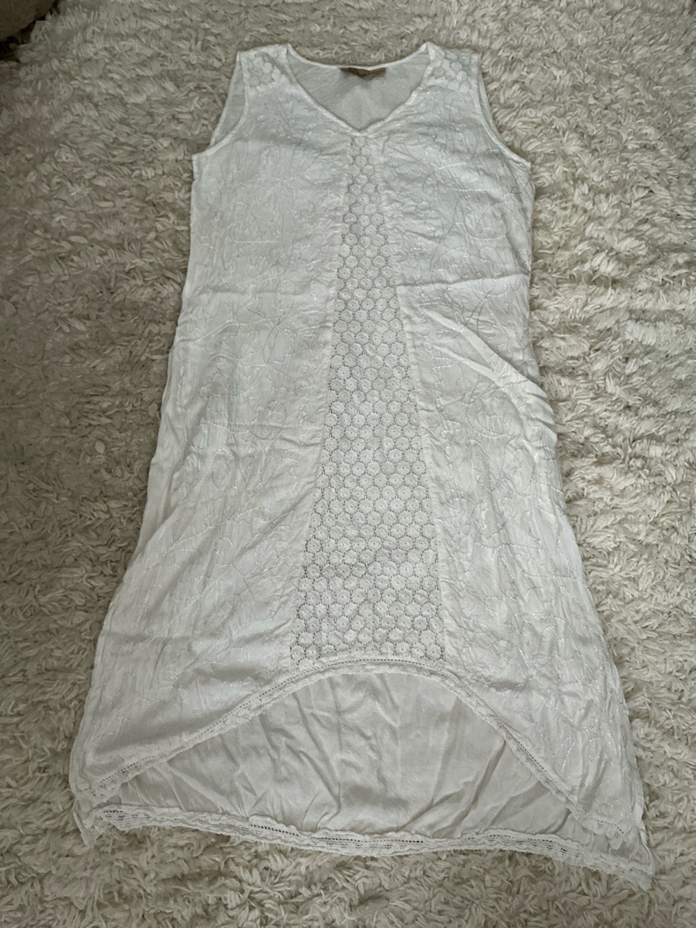 Boho White Embroidered Sleeveless Long Dress